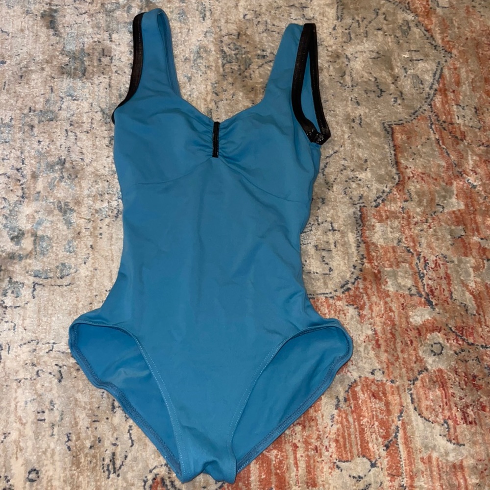 blue and black capezio leotard